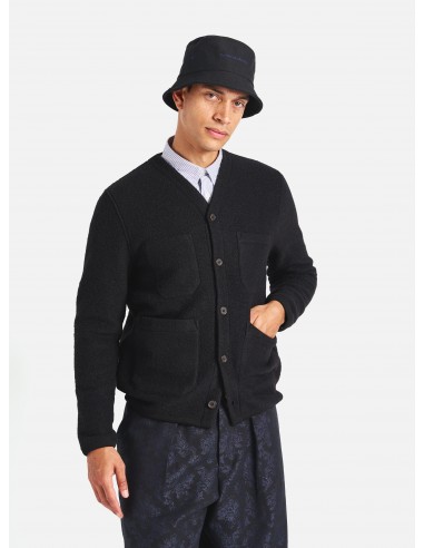 Universal Works Cardigan in Black Wool Fleece acheter en ligne