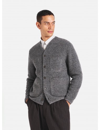 Universal Works Cardigan in Grey Marl Wool Fleece Toutes les collections ici