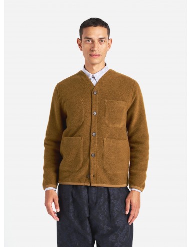 Universal Works Cardigan in Mustard Wool Fleece pas cher chine