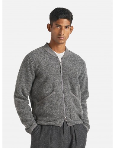 Universal Works Zip Bomber in Grey Marl Wool Fleece destockage