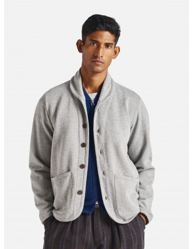 Universal Works Lancaster Jacket in Grey Marl Recycled Cotton Blend Jersey Fin de série