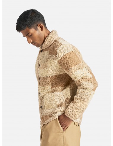 Universal Works Lancaster Jacket in Sand Patchwork Fleece de l' environnement