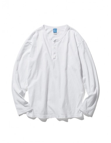 TEE SHIRT L/S HENLEY WHITE / GOOD ON les muscles