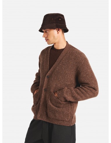 Universal Works Langdale Cardigan in Brown Tweed Knit à prix réduit toute l'année