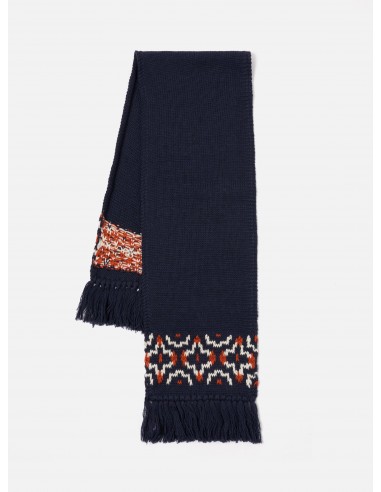 Universal Works Wool Scarf in Navy/Ecru British Wool Paris Déstockage Promo