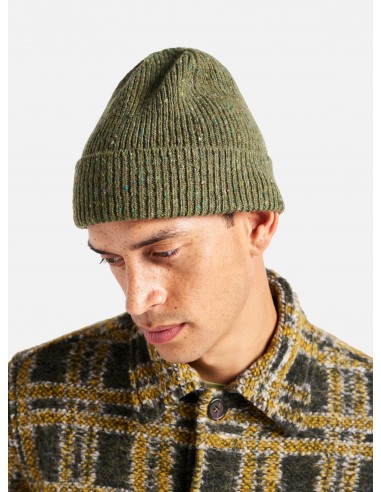 Universal Works Watch Cap in Green Tweed Knit la livraison gratuite