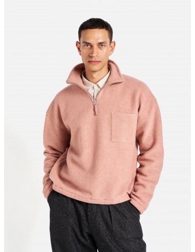 Universal Works Ramsay Quarter Zip in Pink Wool Fleece 2 - 3 jours ouvrés.