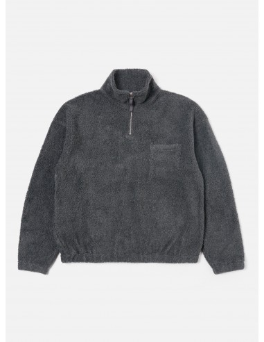 Universal Works Ramsay Quarter Zip in Charcoal Mountain Fleece des créatures d'habitude