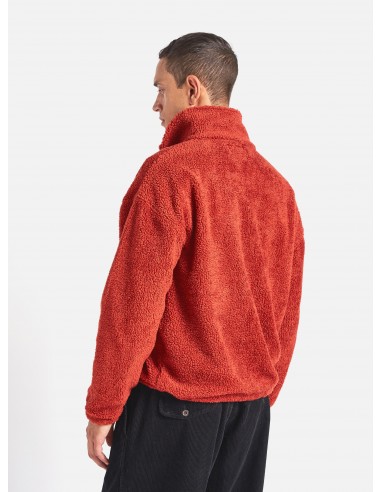 Universal Works Ramsay Quarter Zip in Orange Mountain Fleece les ctes