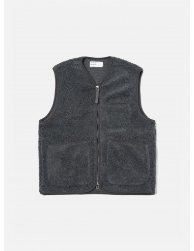 Universal Works Zip Gilet in Charcoal Mountain Fleece solde