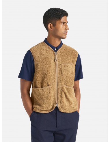 Universal Works Zip Gilet in Sand Mountain Fleece la chaussure