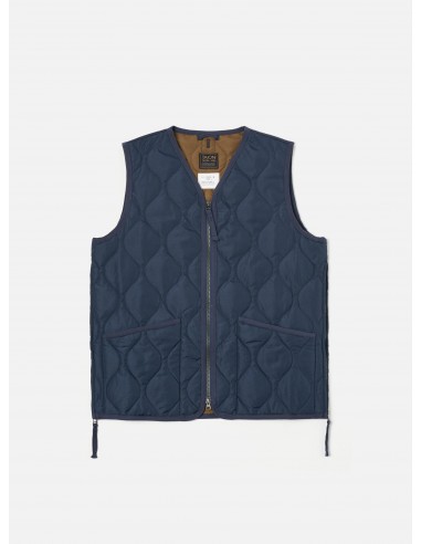 Taion Military V-Neck Down Vest in Dark Navy Ripstop france