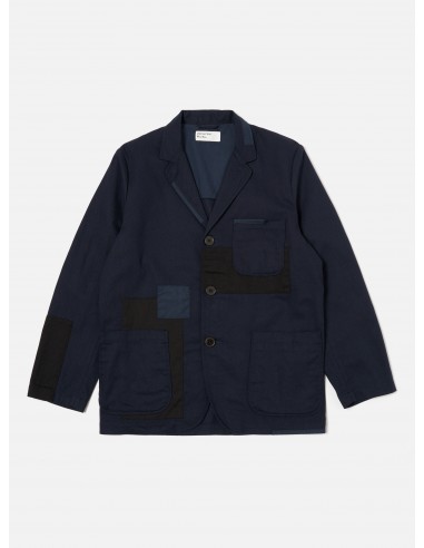 Universal Works Patched Three Button Jacket in Navy Mix Works Twill Mix Comment ça marche