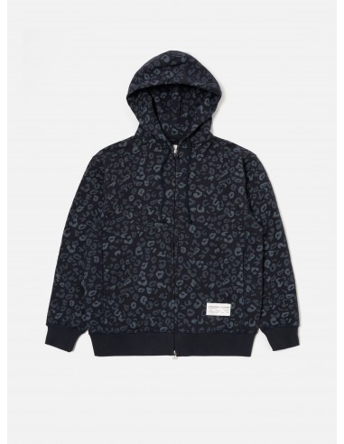 Universal Works New York Hoody in Navy Leopard Brush Back la livraison gratuite