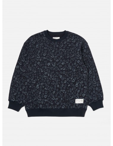 Universal Works Loose Sweatshirt in Navy Leopard Brush Back Faites des économies