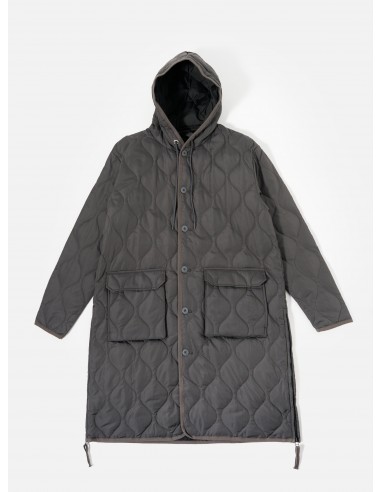 Taion Military Hood Long Down Jacket in Charcoal Ripstop de France