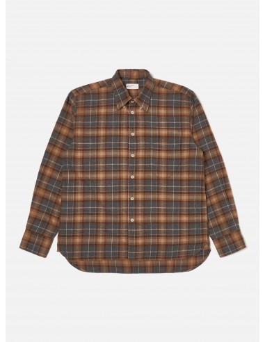 Universal Works Lazy Day Shirt in Brown/Grey Brushed Twill Check Voir les baskets