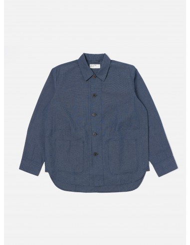 Universal Works Travail Overshirt in Indigo Denim Pinstripe français