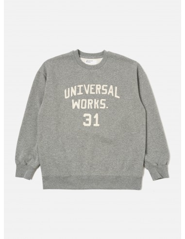 Universal Works Loose Sweatshirt in Grey Marl Recycled Cotton Blend Jersey offre 