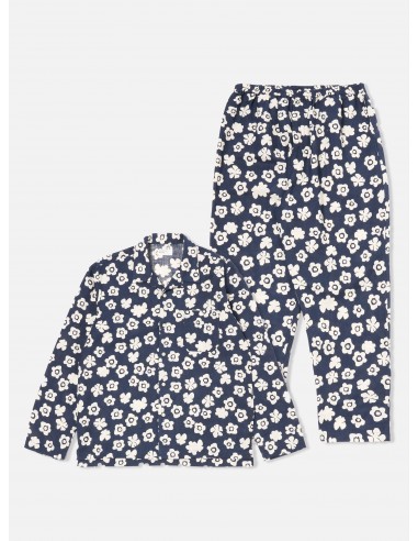 Universal Works Long Pyjama Set in Navy Flower Print destockage