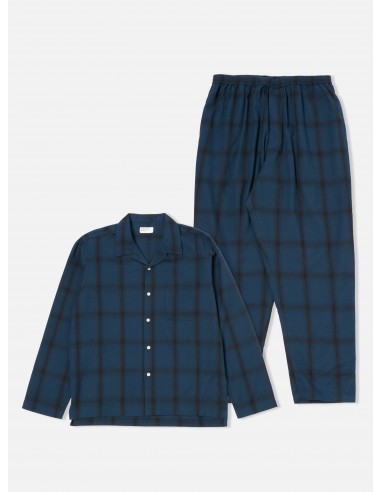 Universal Works Long Pyjama Set in Navy Shadow Check soldes