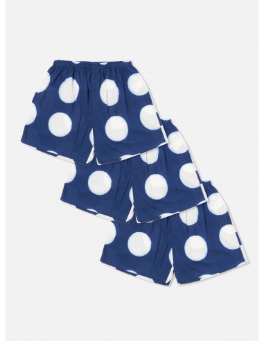 Universal Works 3 Pack Boxer Short in Indigo Big Dot Print français