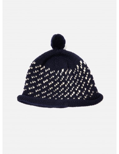 cableami® Bobble Watch Cap in Navy Wool Jacquard 50% de réduction en Octobre 2024