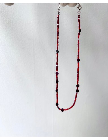 PILAR AGUECI - COLLIER PERLES DE VERRE - GRENAT ROUGE 2024