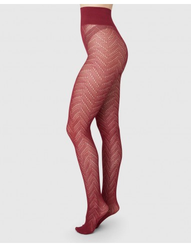 SWEDISH STOCKINGS - COLLANT INA POINTELLE - ROUGE MAHOGANY la colonne vertébrale