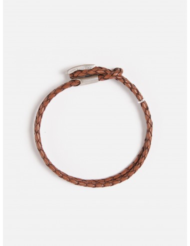 Anchor & Crew Padstow Bracelet in Light Brown .925 Silver/Braided Leather vente chaude votre 