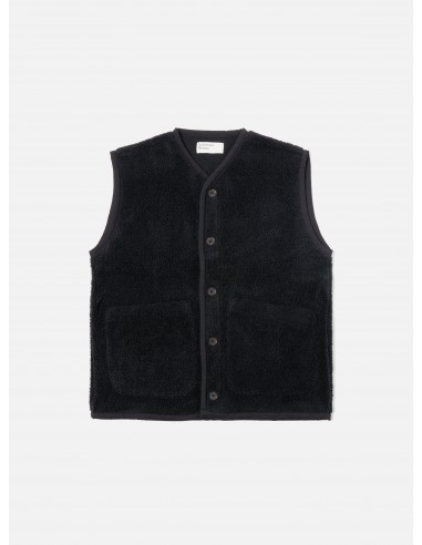 Universal Works Lancaster Gilet in Black Mountain Fleece du meilleur 