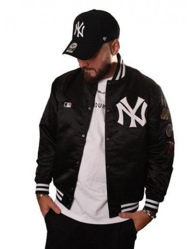 VESTE SATIN PATCH NEW YORK YANKEES NOIR la colonne vertébrale