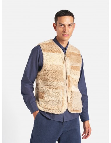 Universal Works Zip Gilet in Sand Patchwork Fleece prix pour 