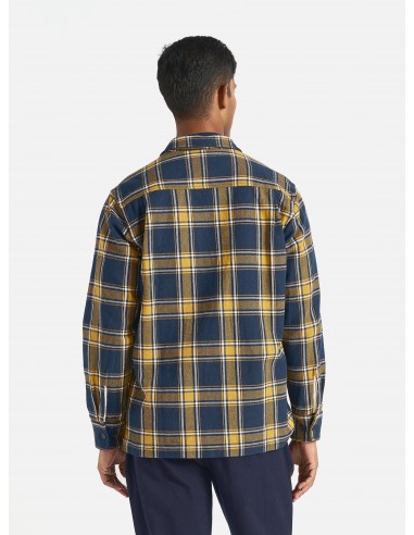 Universal Works L/S Utility Shirt in Yellow/Navy Twill Check Tartan paiement sécurisé