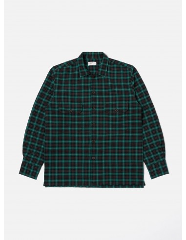 Universal Works L/S Utility Shirt in Green/Black Seersucker PT Check shop