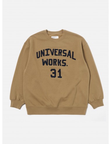 Universal Works Embroidered Sweatshirt in Sand Brush Back Sweat online